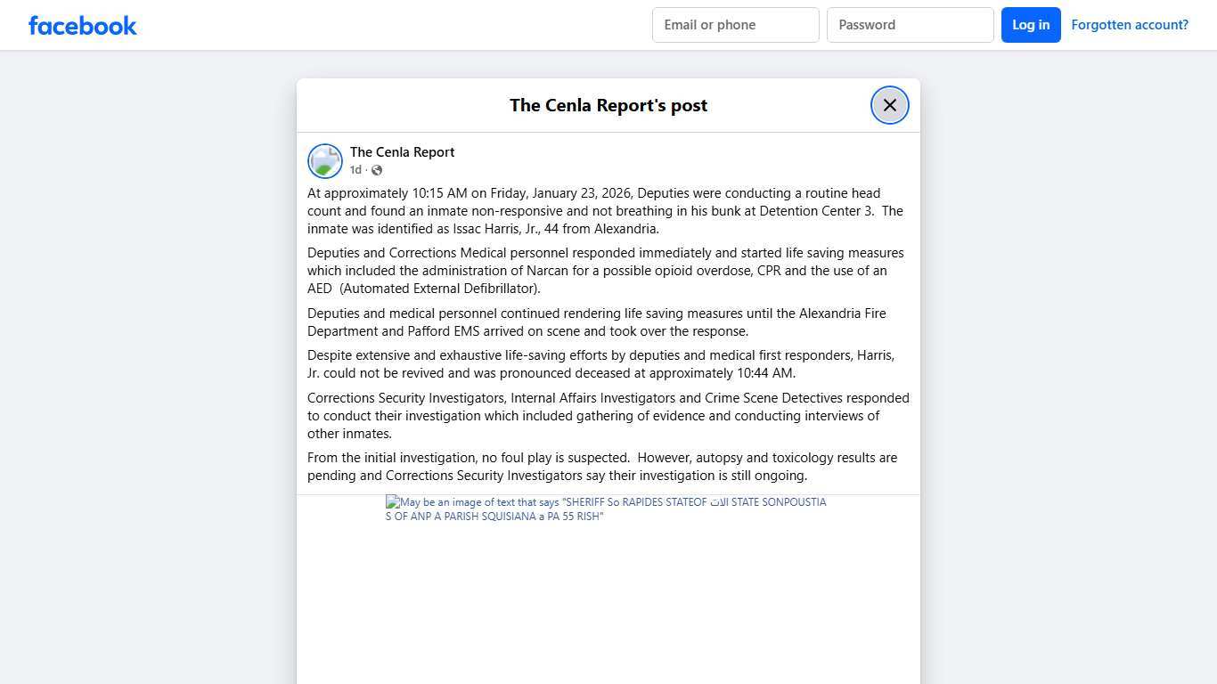 At approximately 10:15 AM on Friday,... - The Cenla Report Facebook